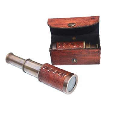Imagem de Captains Nautical Handheld Pirate Brass Telescope with Box/Case, Sailor Home Decor Pirates Ship Gift, Barco Sailor, Spyglass, Telescópio de mão dobrável de latão, pirata colecionável e decoração