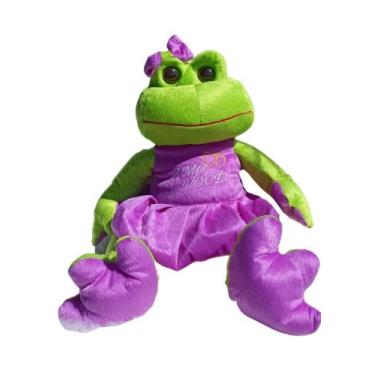 Imagem de Sapinha Ursinho De Pelúcia Super Macia e Linda Com Vestido Roxo - R.H 