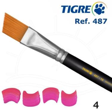 Imagem de Pincel Tigre 487 - Chanfrado Sintético Dourado Acetinado, 04