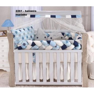 Imagem de Kit enxoval para berço americano modelo de trança balõezinhos marinho 