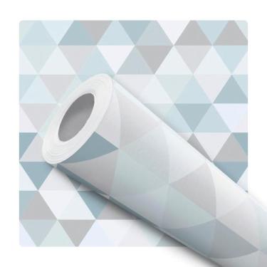 Imagem de Papel De Parede Adesivo Lavável Mosaico Triangular Geométrico Claro - 