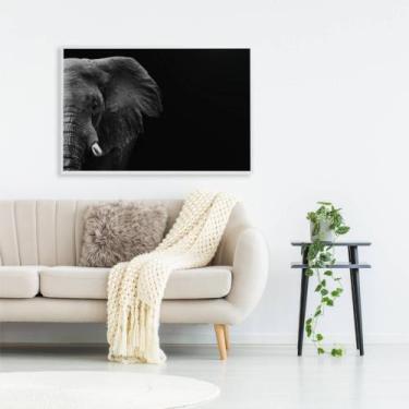 Imagem de Quadro Elefante Preto e Branco - Decor&Quadros, 90x60 cm, Vidro Impres