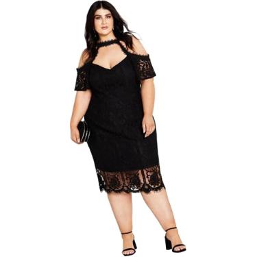 Imagem de City Chic Women's Apparel Vestido feminino City Chic Plus Size Pippa de renda, Preto, 25 Plus Size