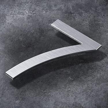 Imagem de Números de casa modernos - Número de endereço residencial flutuante de 25,7 cm de fora/acabamento em alumínio escovado polido/prata número 7