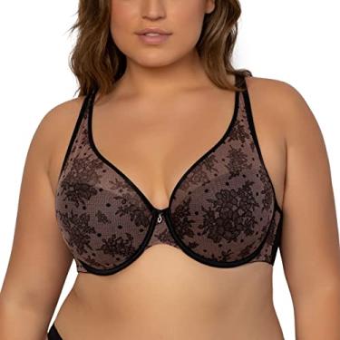 Imagem de Curvy Couture Sutiã feminino sexy de malha transparente plus size, Chantilly, 44H