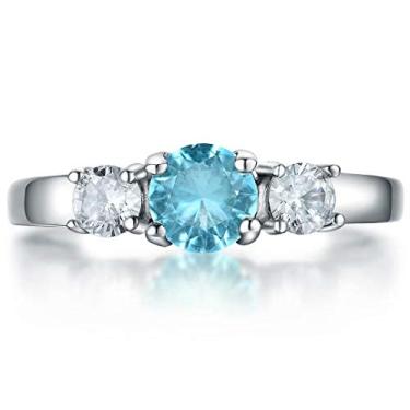 Imagem de Anéis com pedra do mês de nascimento AILAAILA tamanho 1-10 zircônia cúbica cristal aço inoxidável presente de aniversário joia para bebês e meninas e mulheres