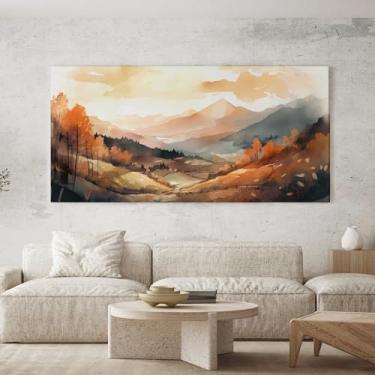 Imagem de Quadro Decorativo para Sala Quarto Hall 100x50 Paisagem Abstrato Campo Horizontal Grande Decoração Parede Tela