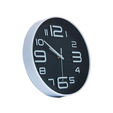Imagem de LYOR - Relógio de Parede em Plástico Quartz Branco com Preto 25cm x 4cm - Decoração de Parede - Organização - Enfeites - Utilidades Domésticas
