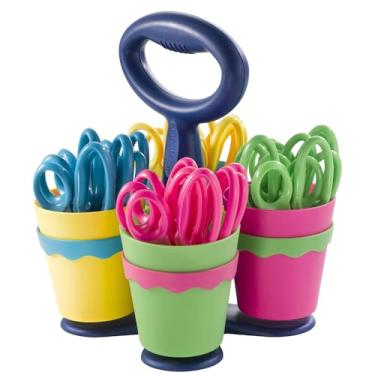 Imagem de Westcott – Carrinho de Tesoura Escolar com 24 Tesouras Pontiagudas para Crianças com Proteção Antimicrobiana, Sem ponta, Azul, SINGLE