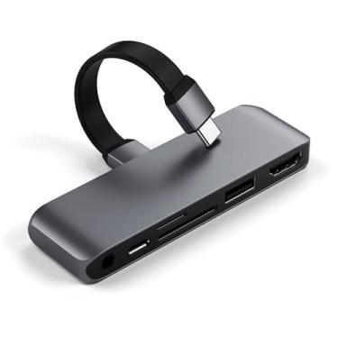 Imagem de Satechi Adaptador SD Pro Móvel USB-C de Alumínio com Carga USB-C PD, 4K HDMI, USB 3.0, Leitor de Cartões Micro/SD e Jack de 3.5mm - Para M2/ M1 iPad Pro, M1 iPad Air, iPad Mini e mais