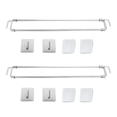 Imagem de 2 Peças de Barra de Armazenamento de Canto de Chuveiro para RV Adesivo de 12,5 a 22,5 pol. Prateleiras de Geladeira para RV de Aço Inoxidável Ajustável Barra de Armazenamento de