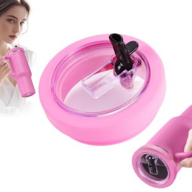 Imagem de Tampa de canudo de substituição à prova de vazamento compatível com Stanley Quencher 1,134 g, tampa de copo de silicone sem derramamento reutilizável (rosa)