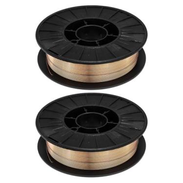 Imagem de HARFINGTON 2 peças de fio de solda MIG sólido ER70S-6 0,039 polegadas, carretel de 4,5 kg, fio MIG de aço suave de baixo carbono com baixo respingo para soldagem a gás em todas as posições