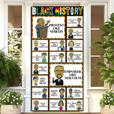 Imagem de Buxiuer Capa de porta do mês da história negra festival de fevereiro afro-americano histórico decorações de festa de férias decoração de porta de sala de aula escritório