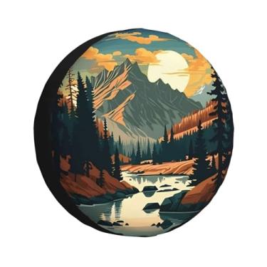 Imagem de zilobkfe River Mountains At Night Capa para Pneu Sobressalente À Prova de Intempéries Protetores de Roda Universais Capas para Pneus de Campista para Reboque, Rv, Suv, Acessórios p (17 Polegadas)
