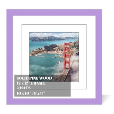 Imagem de Molduras de madeira de 30,5 x 30,5 cm para pendurar na parede ou mesa, moldura de pintura de diamante, molduras digitalizadas para bebês com 2 tapetes 20 x 20 cm ou 25 x 25 cm para decoração de parede