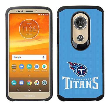 Imagem de Prime Brands Group Capa de celular para Motorola Moto E5 Plus/E5 Supra - Licenciado pela NFL Tennessee Titans - Capa traseira texturizada azul claro em TPU preto