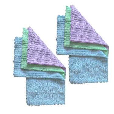 Imagem de Kit Pano Microfibra Atoalhado de Limpeza 30x30cm Super Absorvente Mult