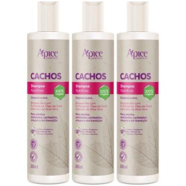 Imagem de Kit 3 Shampoo Nutritivo Cachos Apse Apice Limpeza Suave Vegano Cabelo 