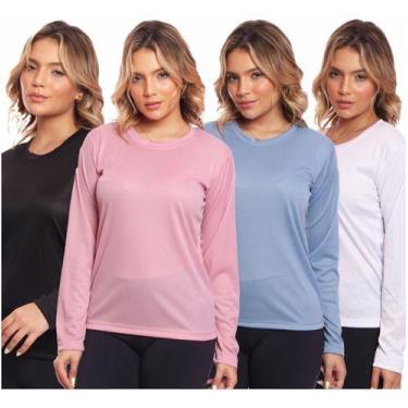 Imagem de Kit 4 Camisas Feminina Camiseta Térmica Proteção Solar Uv - MC Digital