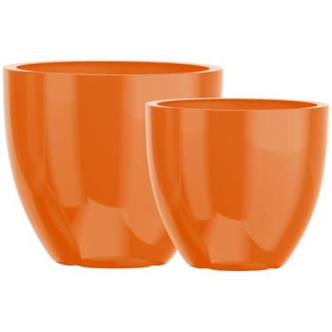Imagem de Kit 2 Vasos Cachepot Fibra Vidro 57cm E 45cm Plantas Cores (Cobre)