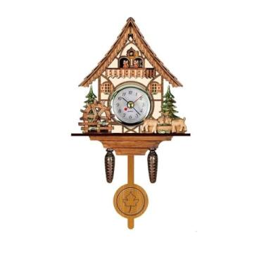 Imagem de Relógio de Cuco de Madeira, Antigo, Casa de Passarinho, Decoração de Casa, Pêndulo, Sino de Balanço Automático, Relógio de Parede (CM005)