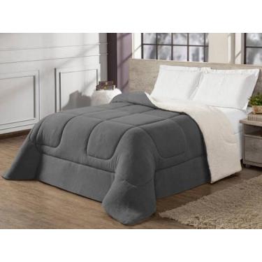 Imagem de Coberdron Solteiro Sherpa Pele de Carneiro Chumbo - Charme do Detalhe