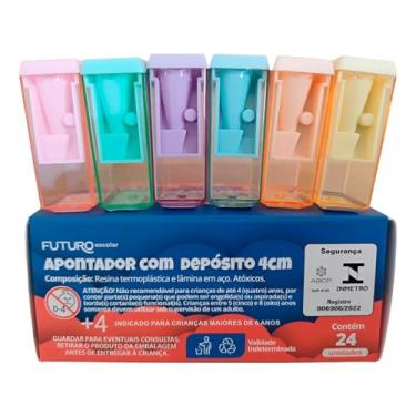 Imagem de Apontador com Depósito 4cm Cores Pastel - Kit com 24 Unidades | Para Escola e Escritório
