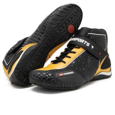 Imagem de Sapatilha Kart Profissional Couro Legitimo Atron Shoes Race, Amarelo, 