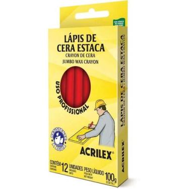 Imagem de Lápis de Cera Estaca - 12 UND - 100g - Acrilex, Preto