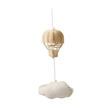 Imagem de Luwecf Rattan Hot Air Balloon Baby Mobile para berço, brinquedo pendurado, presentes, decoração de ornamento em nuvem pingente de tecido para quarto, 1 Nuvem