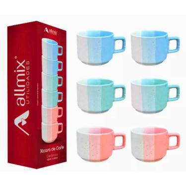 Imagem de 6 Xicaras De Cerâmica Café Chá 130ml Empilhável Moderna - allmix