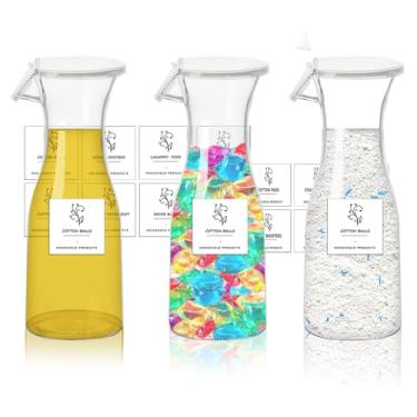 Imagem de Dispensador de detergente para roupas com etiqueta à prova d'água para lavanderia, dispensador de amaciante de tecido, dispensador de sabão em pó, recipiente de detergente líquido para roupas,