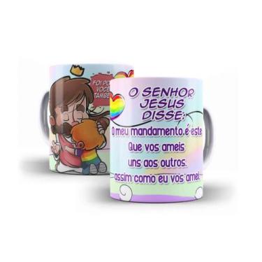 Imagem de Caneca Porcelana Bíblia Que Vos Ameis Uns Aos Outros - Villa Caneca