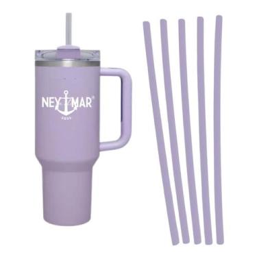 Imagem de Kit 5 Canudo Para Copo Do Neymar Plástico Reutilizável 30cm - DB, Lilá