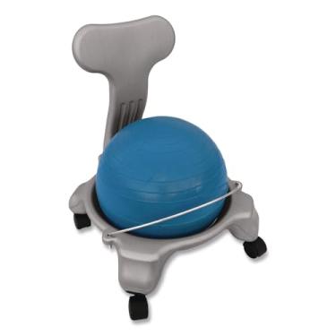 Imagem de Champion Sports Cadeira de bola de exercício infantil: Cadeira de bola de equilíbrio FitPro com rodas e suporte para costas para casa ou escola - Inclui bomba de mão - Preta