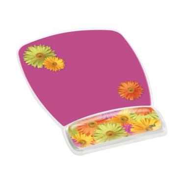 Imagem de 3M Mouse pad preciso com descanso de pulso em gel, design margarida (MW308DS), rosa (margarida), 22,8 cm (7,5 polegadas)