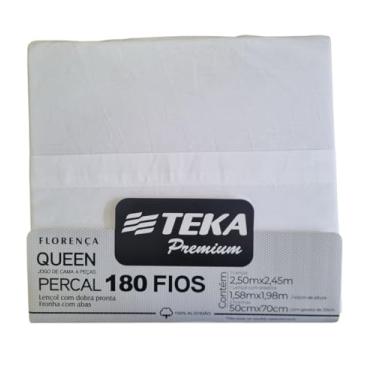Imagem de Jogo de Cama 4 Pçs Teka Premium 100% Algodão Percal (BRANCO, QUEEN - 180 FIOS)