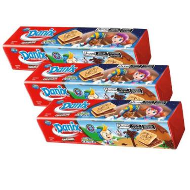 Imagem de Kit 3 Biscoito Recheado Danix Sabor Chocolate 130g