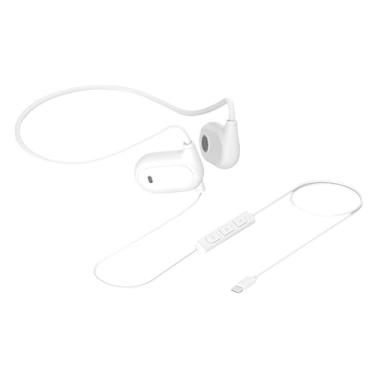 Imagem de GZLMMY Fones de ouvido com fio tipo C, fones de ouvido abertos, USB tipo C com microfone, volume ajustável, adequado para dispositivos como telefones celulares, computadores, consoles de jogos (branco