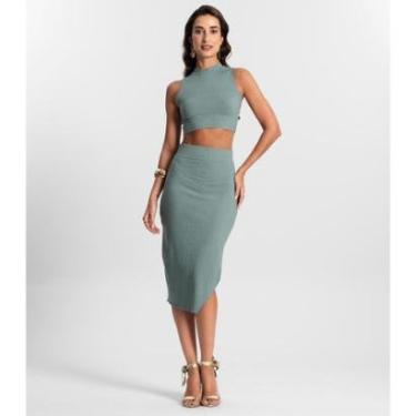 Imagem de Conjunto Feminino Saia Midi E Cropped KO Azul-Feminino