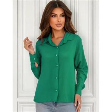 Imagem de Camisa feminina social manga longa para look alfaiataria presente ideal-Feminino