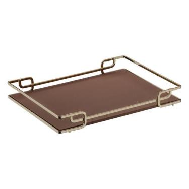 Imagem de Bandeja Multiuso Hara Luana Tampo Couríss. Caramelo 30x40 Cm, Champagn