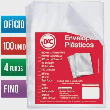 Imagem de Saco Plastico Envelope 24X33 0,06 A4 Oficio C/4FUROS C/100UN