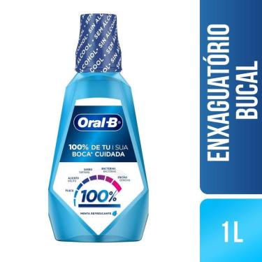 Imagem de Enxaguante Bucal Oral-B 100% De Sua Boca Cuidada Sabor Menta Refrescante 1l