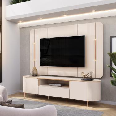 Imagem de Rack com Painel para TV até 75 Polegadas LED 2 Portas 100MDF Areta DJ Móveis - Off White