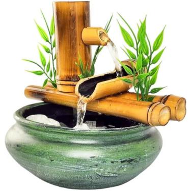 Imagem de Fonte De Mesa Agua Cascata Feng Shui Bambu Decorativa 18cm - NoBrand, 