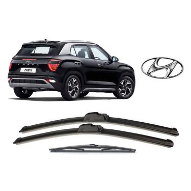 Imagem de Kit 3 Palhetas Limpador De Parabrisa Dianteiro + Traseiro Hyundai Creta 2021 2022 2023