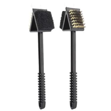 Imagem de Escova para Grelha 3 em 1, Limpador de Churrasqueira com Espátula, Cerdas de Aço e Bucha, 36 cm, Preto