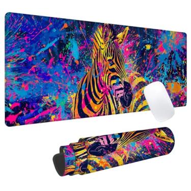 Imagem de Mouse pad zebra vibrante para jogos, tapete de mesa de escritório, base de borracha antiderrapante, tapetes de mouse estéticos legais para computador, laptop, teclado, escola, casa, mesa, jogador